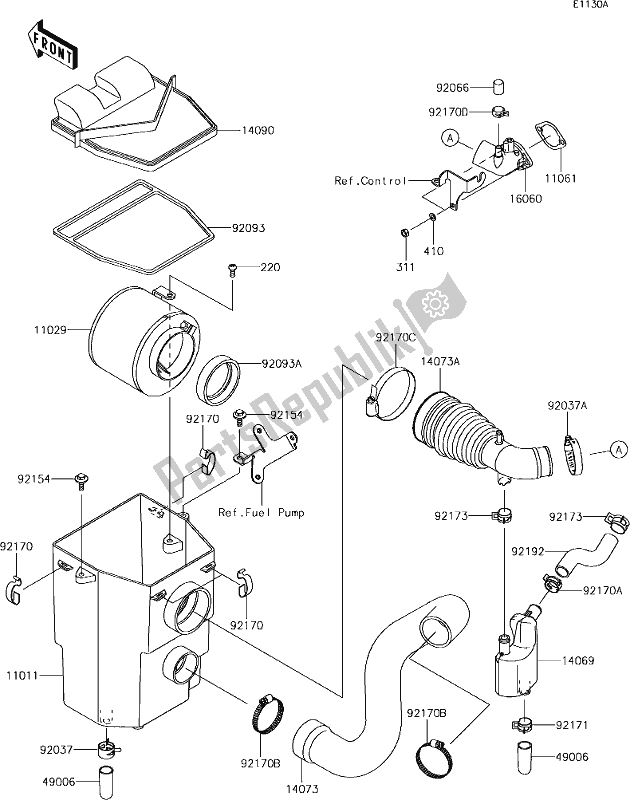 Tutte le parti per il 3 Air Cleaner(khf/kjf)(cn) del Kawasaki KAF 400 Mule SX 4X4 XC 2019