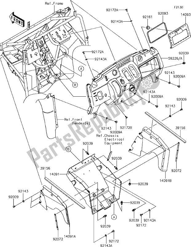 Tutte le parti per il 30 Frame Fittings(front) del Kawasaki KAF 400 Mule SX 4X4 XC 2019