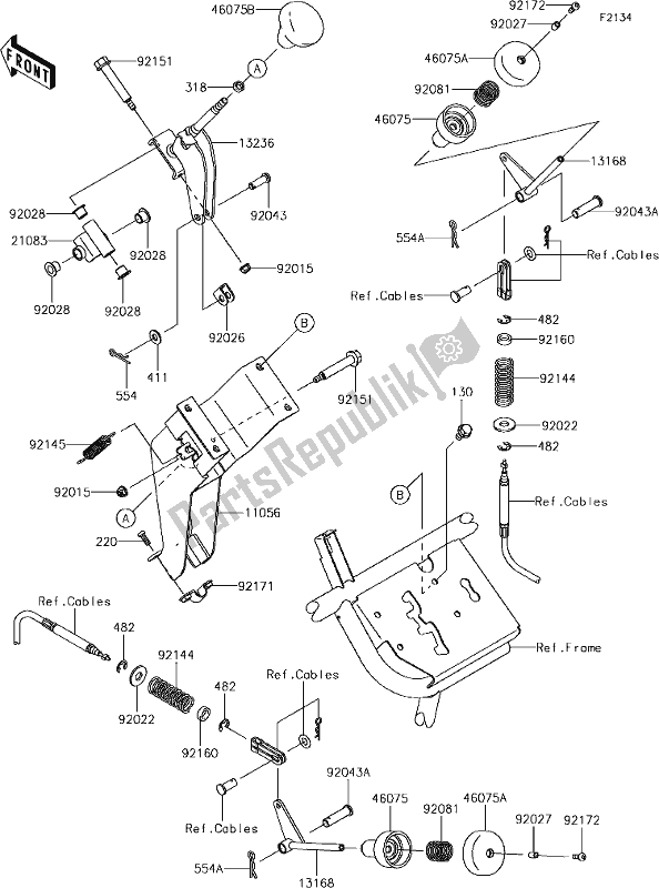 Alle onderdelen voor de 32 Shift Lever(s) van de Kawasaki KAF 400 Mule SX 4X4 XC 2019