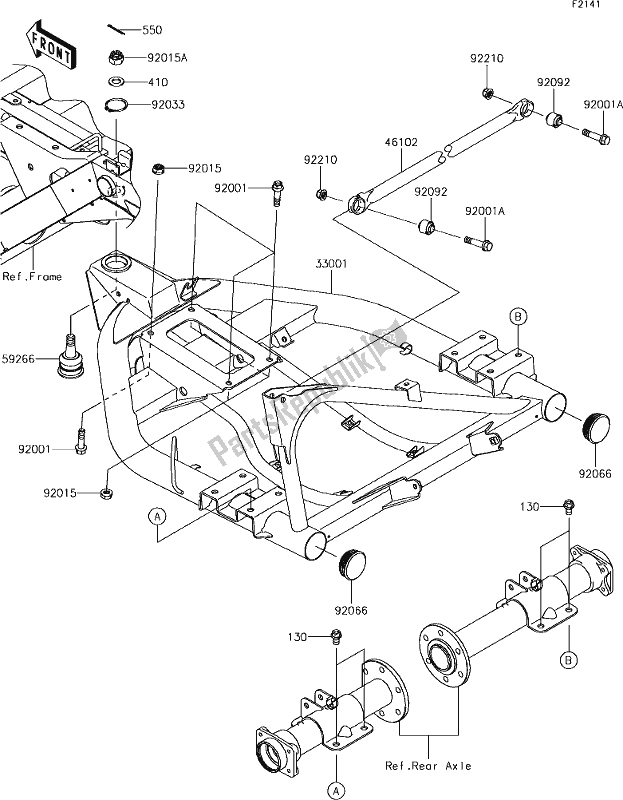 Tutte le parti per il 33 Swingarm del Kawasaki KAF 400 Mule SX 4X4 XC 2019