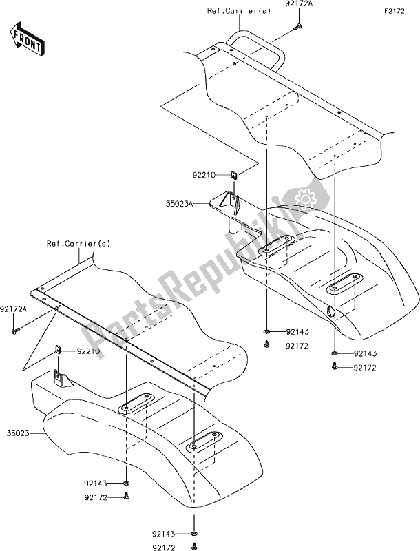 Toutes les pièces pour le 36 Rear Fender(s) du Kawasaki KAF 400 Mule SX 4X4 XC 2019