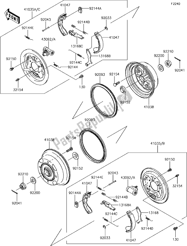 Alle onderdelen voor de 39 Rear Hubs/brakes van de Kawasaki KAF 400 Mule SX 4X4 XC 2019