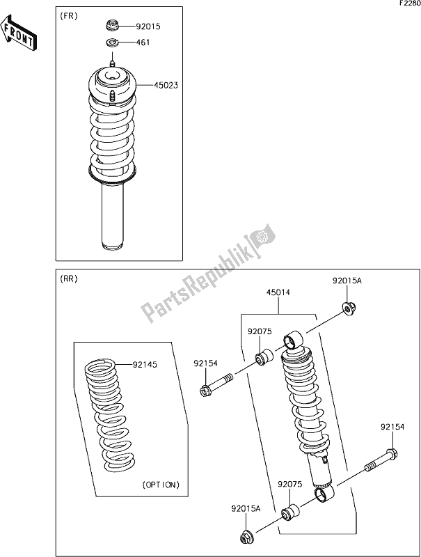 Todas as partes de 44 Shock Absorber(s) do Kawasaki KAF 400 Mule SX 4X4 XC 2019