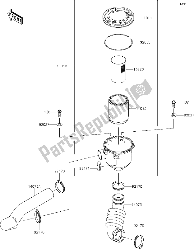 All parts for the 11 Air Cleaner-belt Converter of the Kawasaki KAF 400 Mule SX 4X4 XC 2020