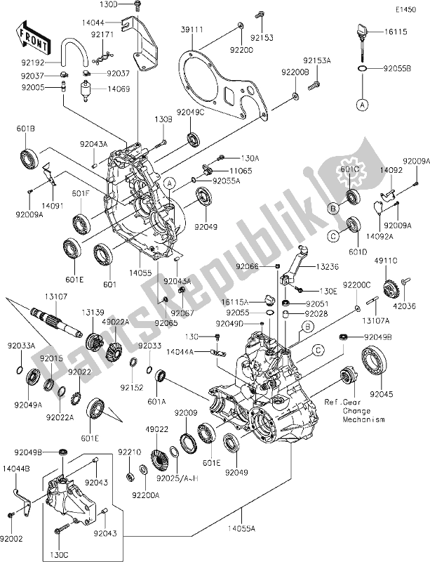 Tutte le parti per il 13 Gear Box del Kawasaki KAF 400 Mule SX 4X4 XC 2020