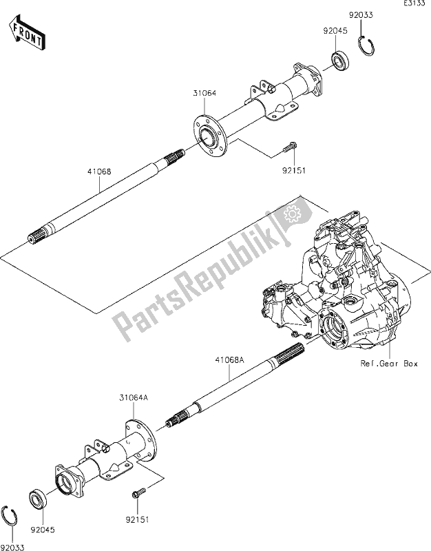 Alle onderdelen voor de 21 Rear Axle van de Kawasaki KAF 400 Mule SX 4X4 XC 2020