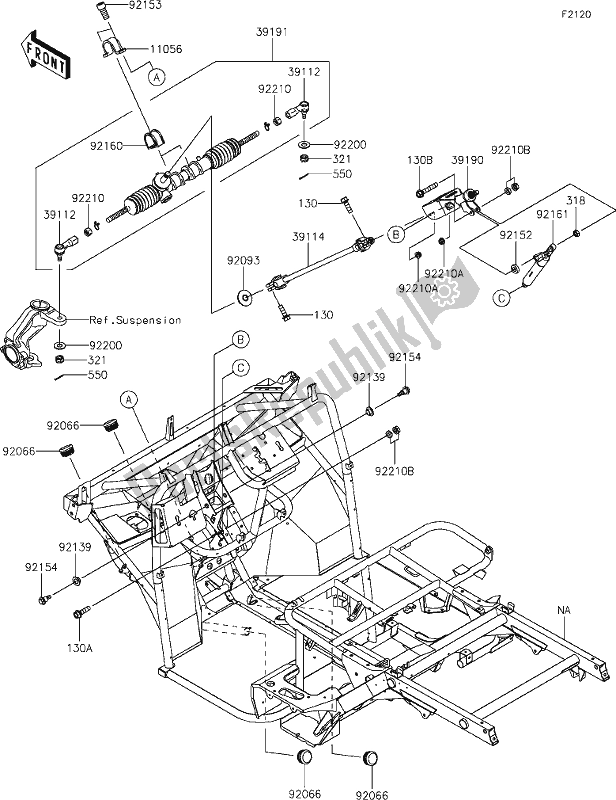 All parts for the 25 Frame of the Kawasaki KAF 400 Mule SX 4X4 XC 2020