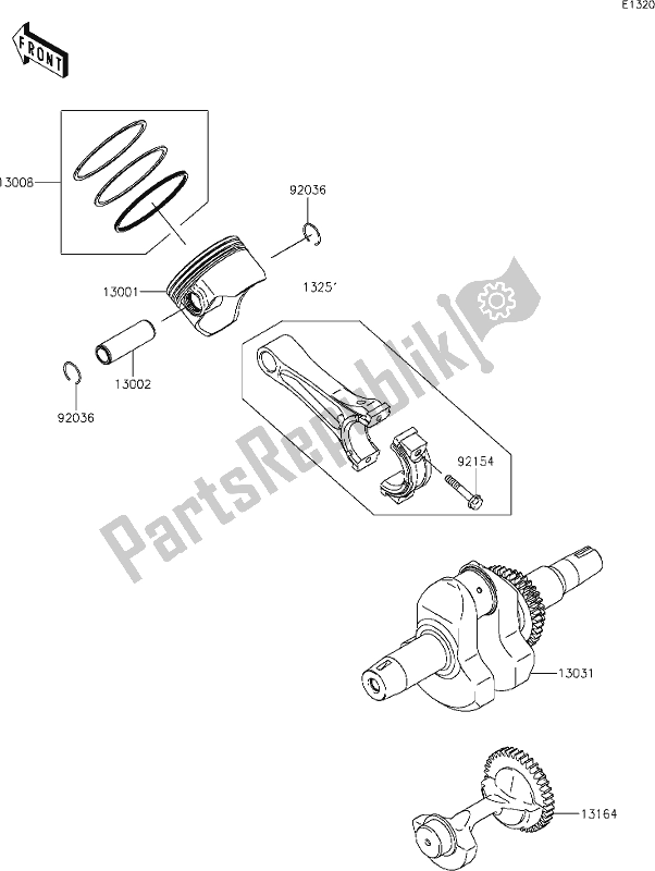 All parts for the 5 Crankshaft/piston(s) of the Kawasaki KAF 400 Mule SX 4X4 XC 2020