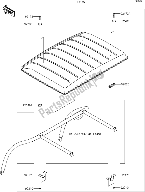 Alle onderdelen voor de 55 Sun Top van de Kawasaki KAF 400 Mule SX 4X4 XC 2020