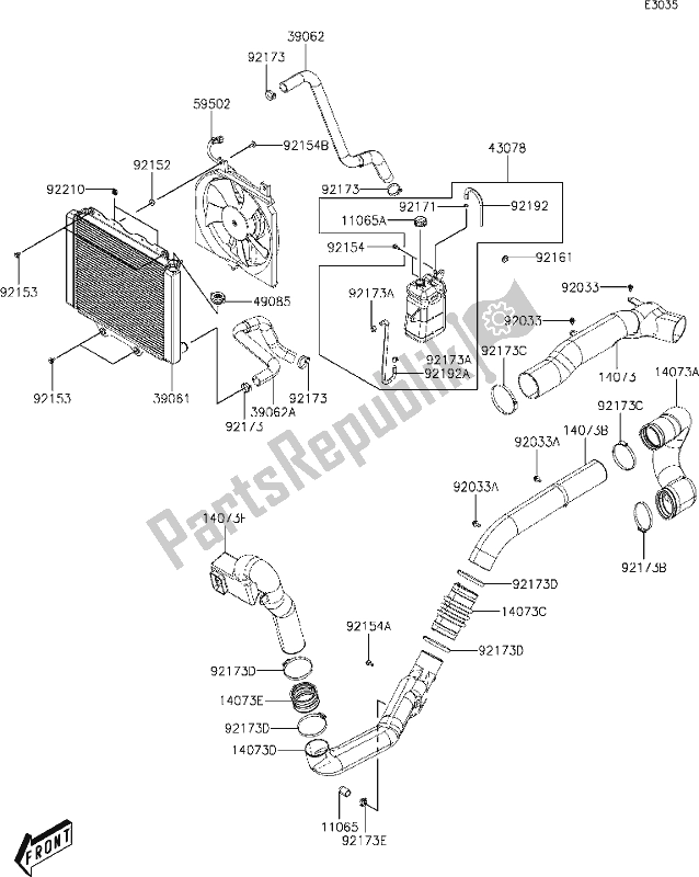 All parts for the 13 Cooling of the Kawasaki KAF 700 Mule Pro-mx 2019