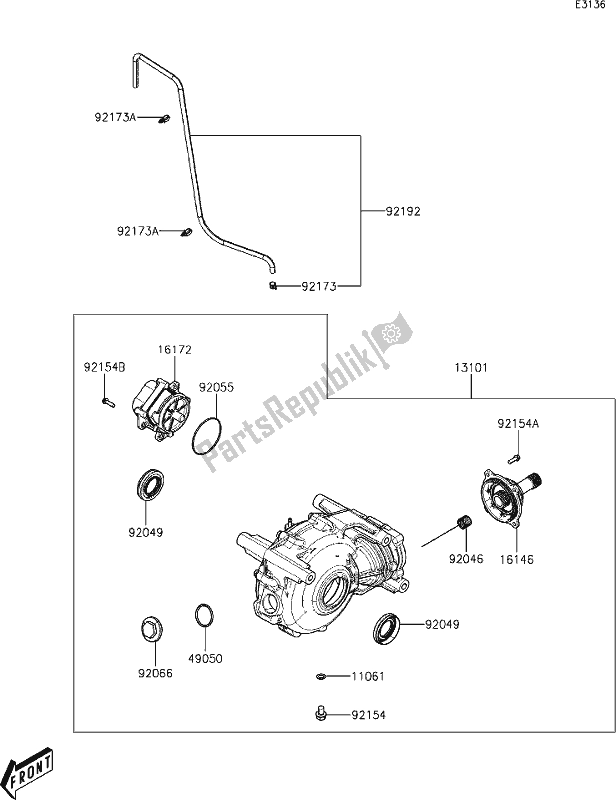 All parts for the 15 Drive Shaft-front of the Kawasaki KAF 700 Mule Pro-mx 2019