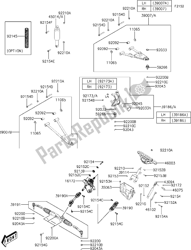 All parts for the 18-1front Suspension of the Kawasaki KAF 700 Mule Pro-mx 2019