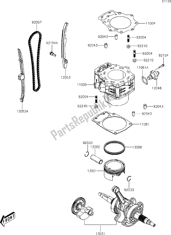All parts for the 2 Cylinder/piston(s) of the Kawasaki KAF 700 Mule Pro-mx 2019