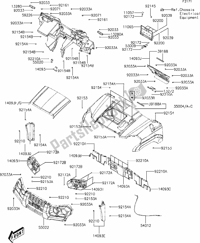 All parts for the 20-1front Fender(s) of the Kawasaki KAF 700 Mule Pro-mx 2019