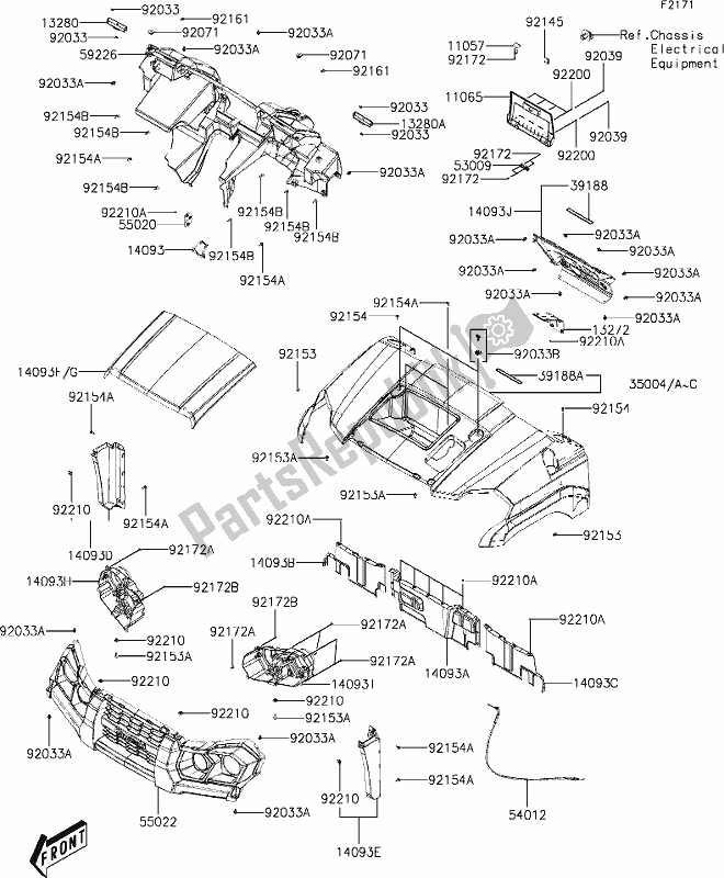 All parts for the 20 Front Fender(s) of the Kawasaki KAF 700 Mule Pro-mx 2019