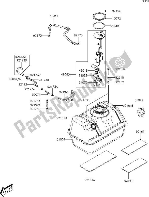 All parts for the 26 Fuel Tank of the Kawasaki KAF 700 Mule Pro-mx 2019