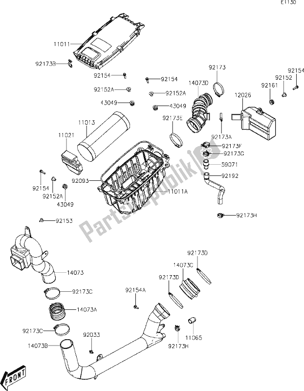 All parts for the 3 Air Cleaner of the Kawasaki KAF 700 Mule Pro-mx 2019