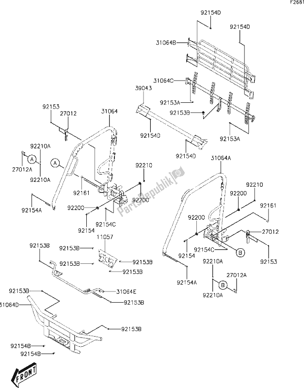 All parts for the 30 Guards/cab Frame of the Kawasaki KAF 700 Mule Pro-mx 2019