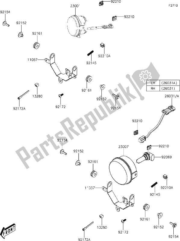 All parts for the 31 Headlight(s) of the Kawasaki KAF 700 Mule Pro-mx 2019