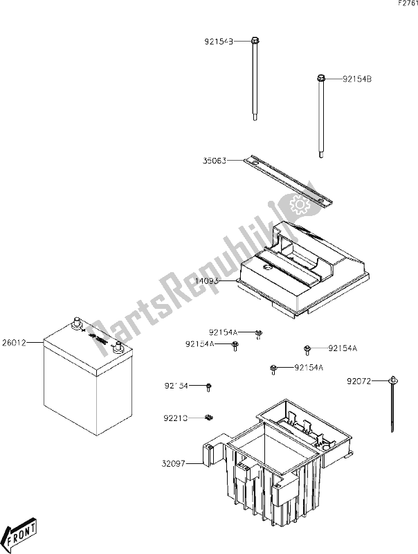 Alle onderdelen voor de 34 Battery van de Kawasaki KAF 700 Mule Pro-mx 2019