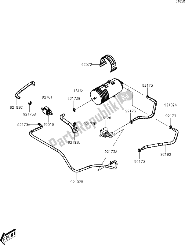 All parts for the 12 Fuel Evaporative System(ca) of the Kawasaki KAF 700 Mule Pro-mx 2020