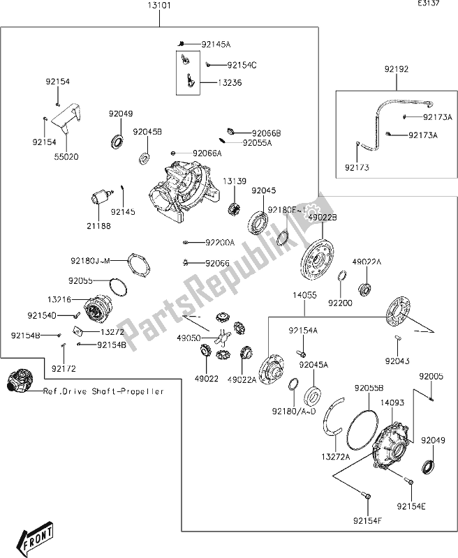 All parts for the 17 Drive Shaft-rear of the Kawasaki KAF 700 Mule Pro-mx 2020