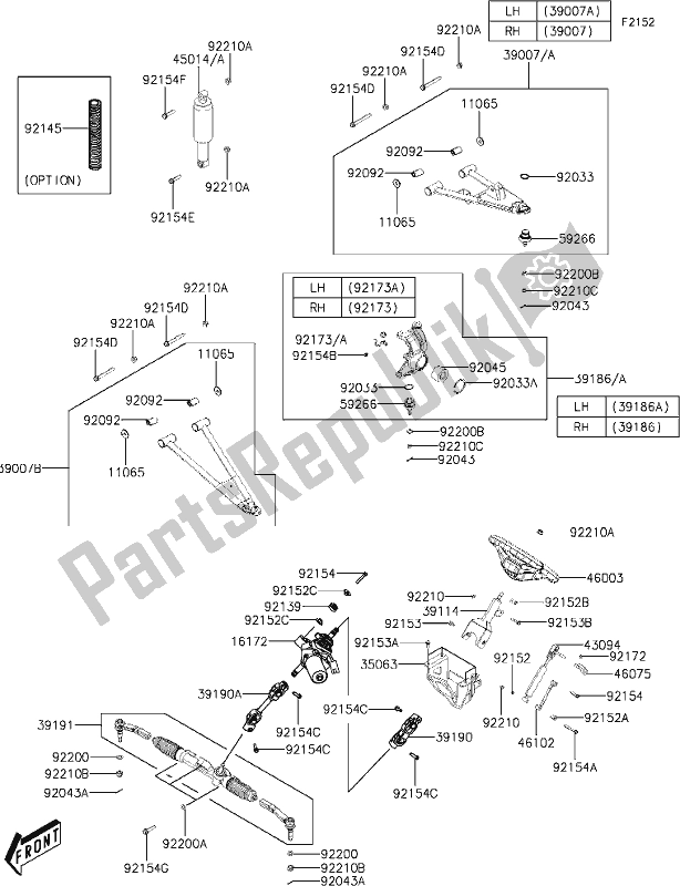 All parts for the 19 Front Suspension of the Kawasaki KAF 700 Mule Pro-mx 2020