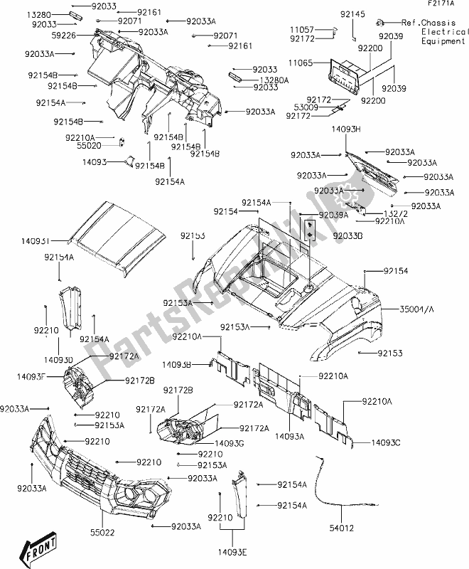 All parts for the 22-1front Fender(s)(dlf) of the Kawasaki KAF 700 Mule Pro-mx 2020