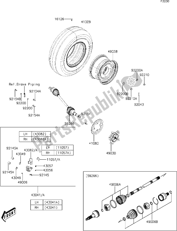 Tutte le parti per il 25 Front Hubs/brakes del Kawasaki KAF 700 Mule Pro-mx 2020