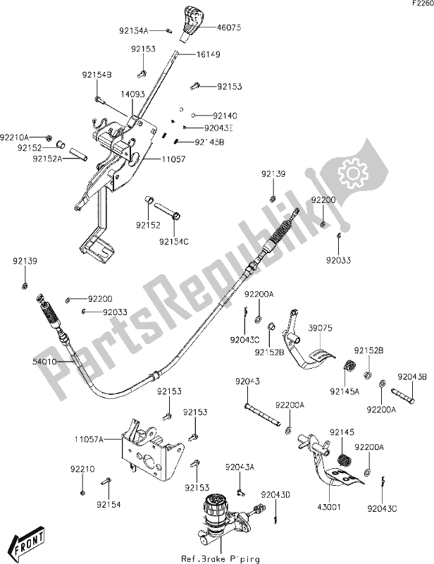 Toutes les pièces pour le 27 Brake Pedal/throttle Lever du Kawasaki KAF 700 Mule Pro-mx 2020