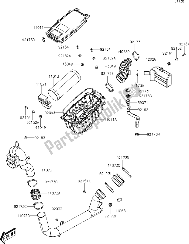 Tutte le parti per il 3 Air Cleaner del Kawasaki KAF 700 Mule Pro-mx 2020