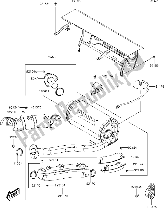 Tutte le parti per il 4 Muffler(s) del Kawasaki KAF 700 Mule Pro-mx 2020