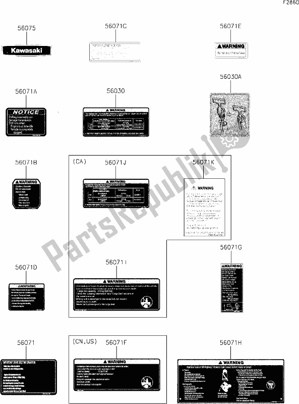 All parts for the 40 Labels(dkf) of the Kawasaki KAF 700 Mule Pro-mx 2020