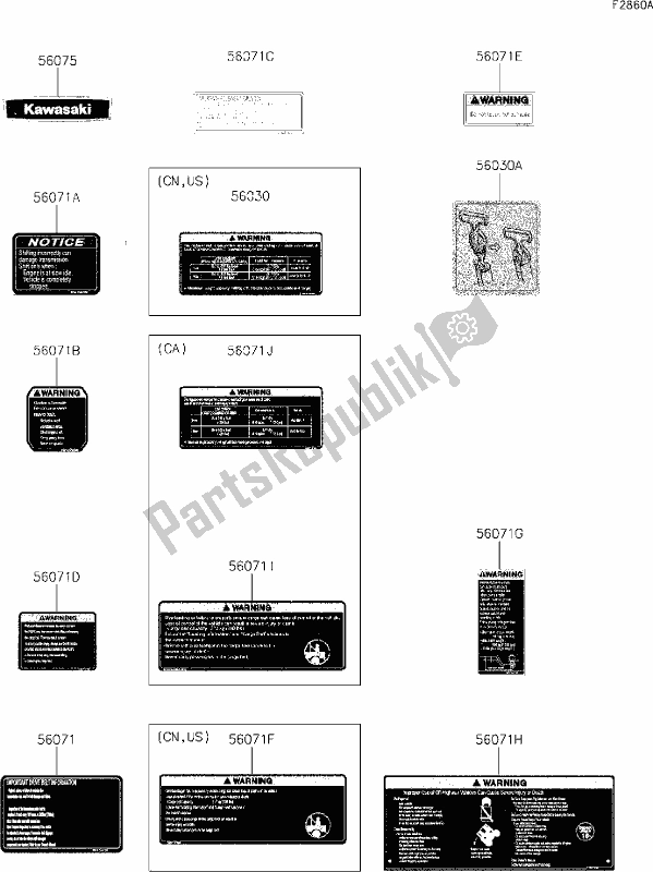 All parts for the 41 Labels(dlf) of the Kawasaki KAF 700 Mule Pro-mx 2020