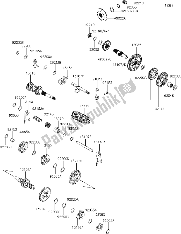 Wszystkie części do 5 Transmission Kawasaki KAF 700 Mule Pro-mx 2020