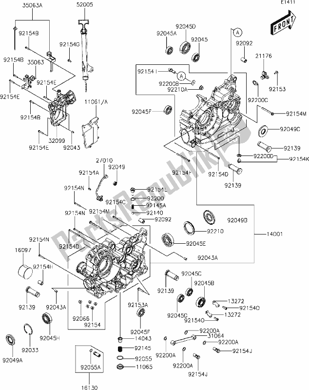 Tutte le parti per il 9 Crankcase del Kawasaki KAF 700 Mule Pro-mx 2020