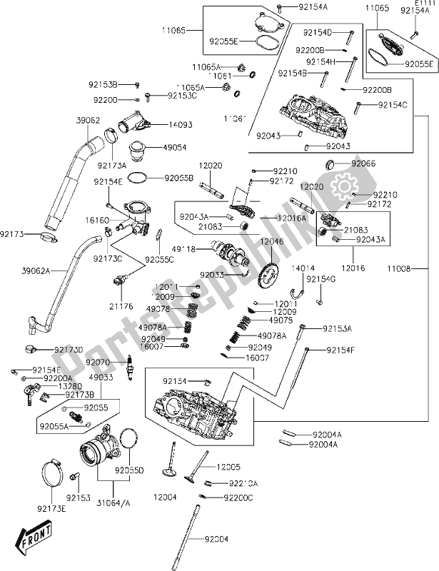 Wszystkie części do 1-1 Cylinder Head Kawasaki KAF 700 Mule Pro-mx 2021