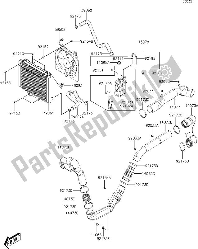 Todas as partes de 13 Cooling do Kawasaki KAF 700 Mule Pro-mx 2021