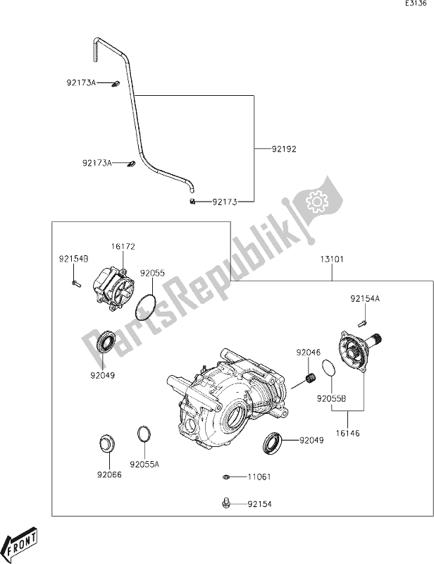 Alle onderdelen voor de 15 Drive Shaft-front van de Kawasaki KAF 700 Mule Pro-mx 2021