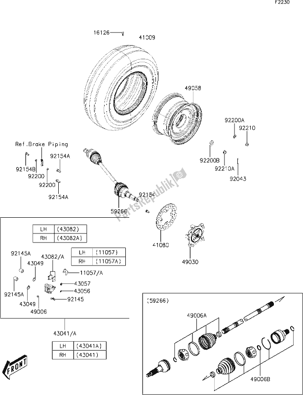 Todas las partes para 22 Front Hubs/brakes de Kawasaki KAF 700 Mule Pro-mx 2021