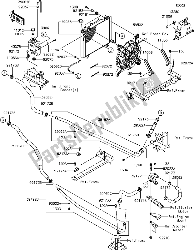 Tutte le parti per il C-14radiator del Kawasaki KAF 820 Mule Pro-fx 3 Seater 2017