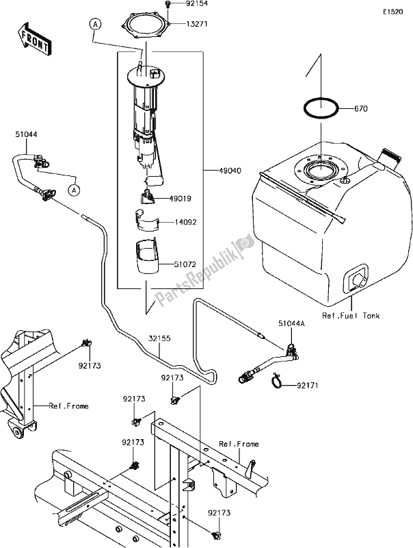 All parts for the C-8 Fuel Pump of the Kawasaki KAF 820 Mule Pro-fx 3 Seater 2017