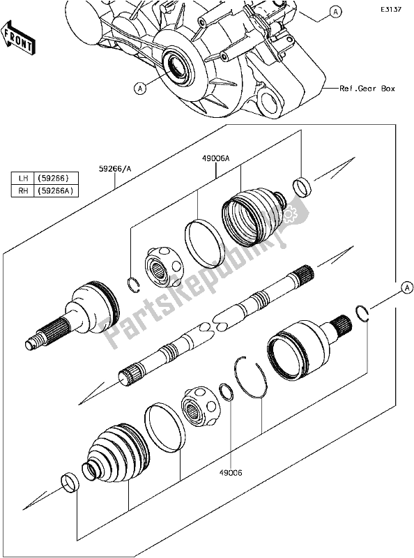 All parts for the D-5 Drive Shaft-rear of the Kawasaki KAF 820 Mule Pro-fx 3 Seater 2017