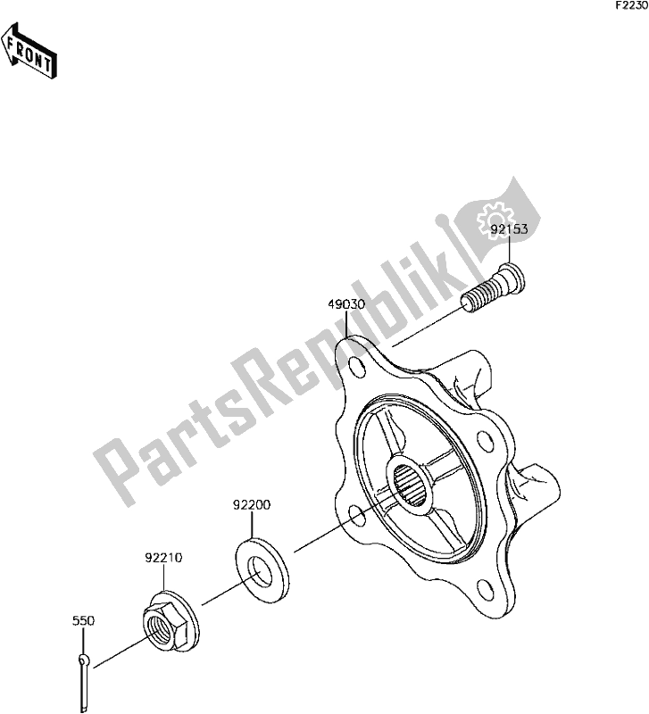Todas las partes para E-13front Hubs/brakes de Kawasaki KAF 820 Mule Pro-fx 3 Seater 2017