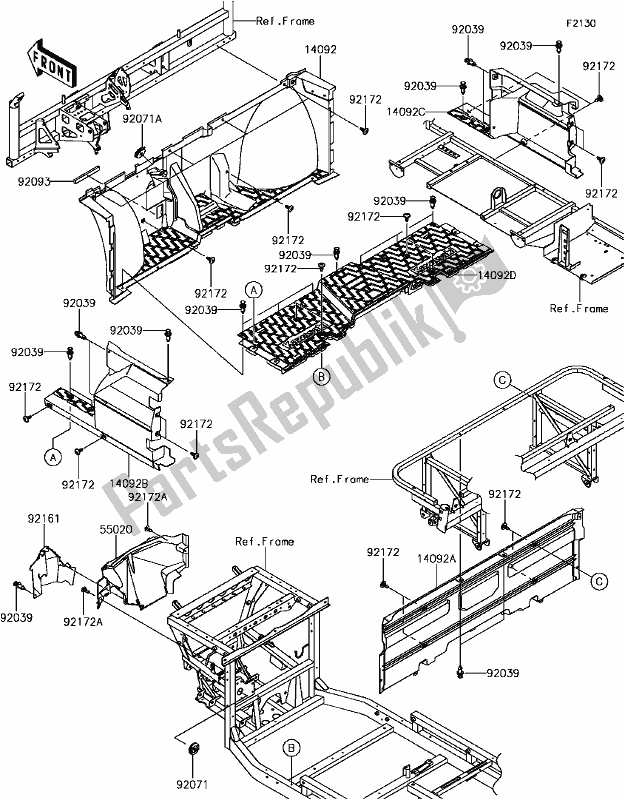 Tutte le parti per il E-6 Frame Fittings(front) del Kawasaki KAF 820 Mule Pro-fx 3 Seater 2017