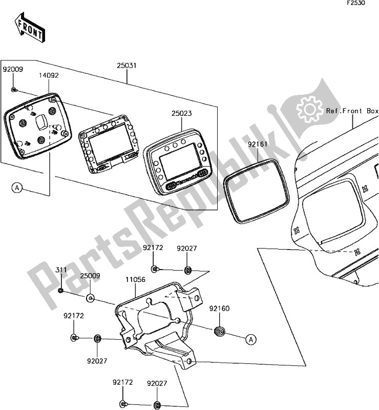 Alle onderdelen voor de F-13meter(s) van de Kawasaki KAF 820 Mule Pro-fx 3 Seater 2017