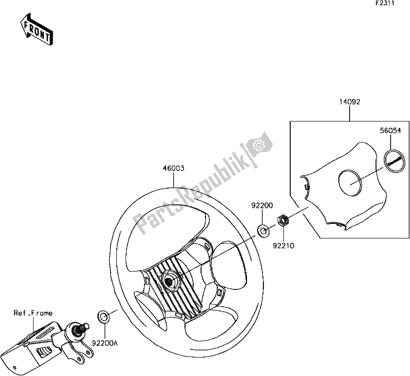 All parts for the F-8 Steering Wheel of the Kawasaki KAF 820 Mule Pro-fx 3 Seater 2017