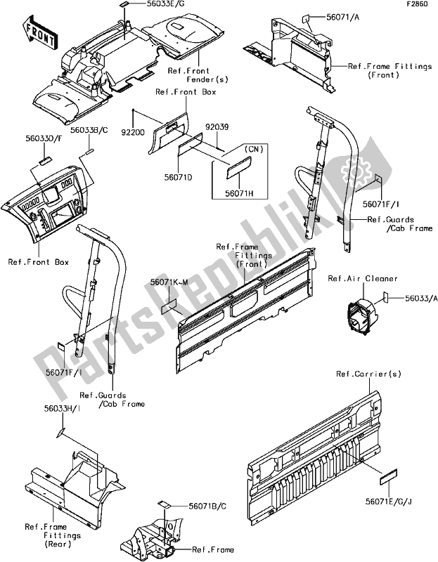 All parts for the G-13labels(2/2) of the Kawasaki KAF 820 Mule Pro-fx 3 Seater 2017