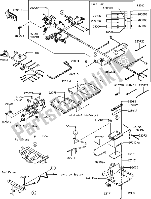 All parts for the G-8 Chassis Electrical Equipment(1/2) of the Kawasaki KAF 820 Mule Pro-fx 3 Seater 2017