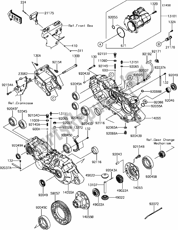 Todas las partes para 15-1gear Box(2/2) de Kawasaki KAF 820 Mule Pro-fx 3 Seater 2018